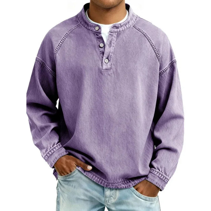 Denim-Look Henley Shirt