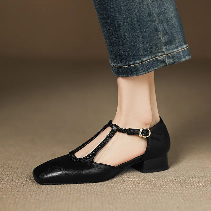 Retro Leather Ballet Flats