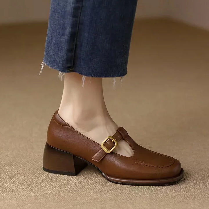 Leather T-Strap Shoes