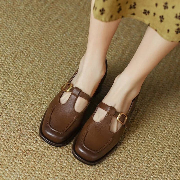 Leather T-Strap Shoes