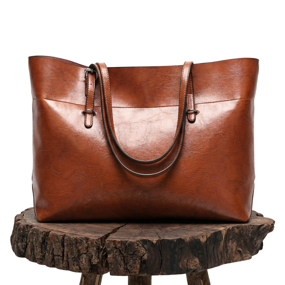 Sleek Oil-Wax Leather Tote Bag