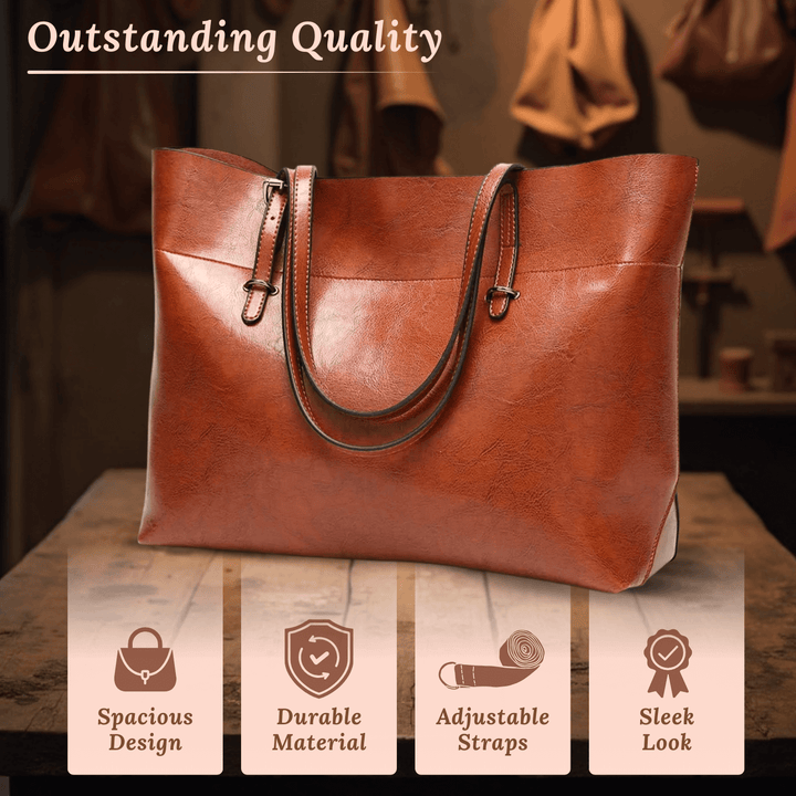 Sleek Oil-Wax Leather Tote Bag