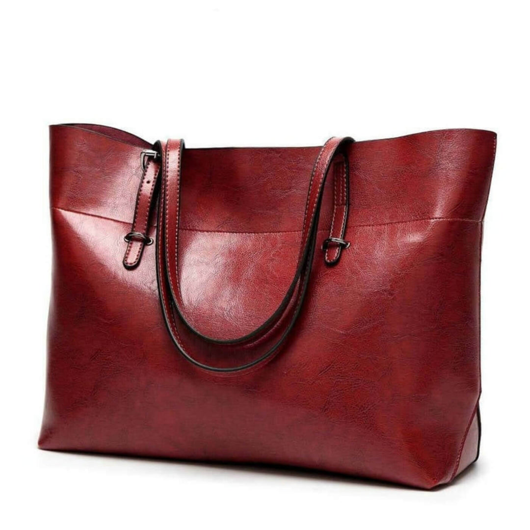 Sleek Oil-Wax Leather Tote Bag