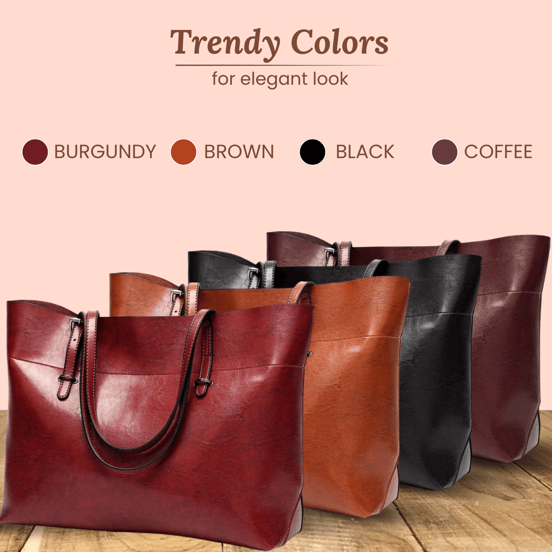 Sleek Oil-Wax Leather Tote Bag