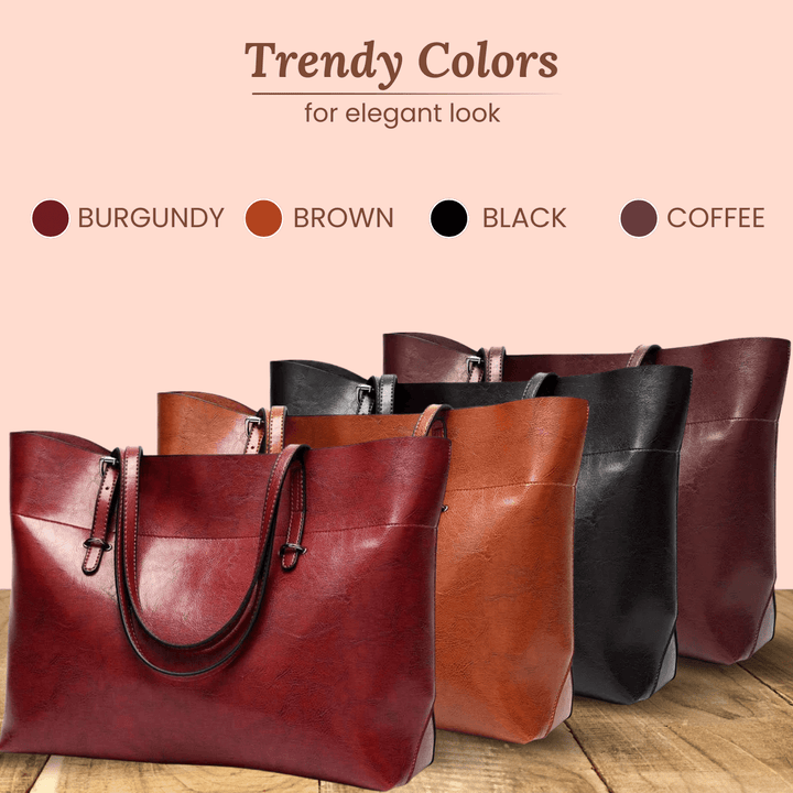 Sleek Oil-Wax Leather Tote Bag
