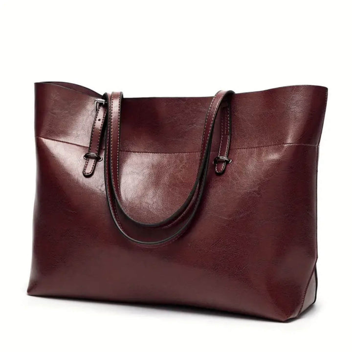 Sleek Oil-Wax Leather Tote Bag