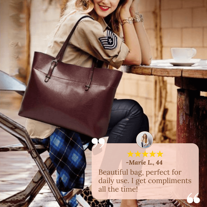 Sleek Oil-Wax Leather Tote Bag