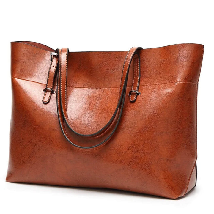 Sleek Oil-Wax Leather Tote Bag