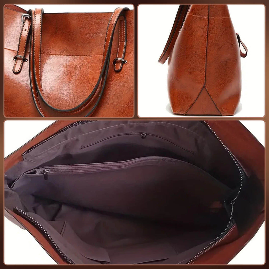 Sleek Oil-Wax Leather Tote Bag
