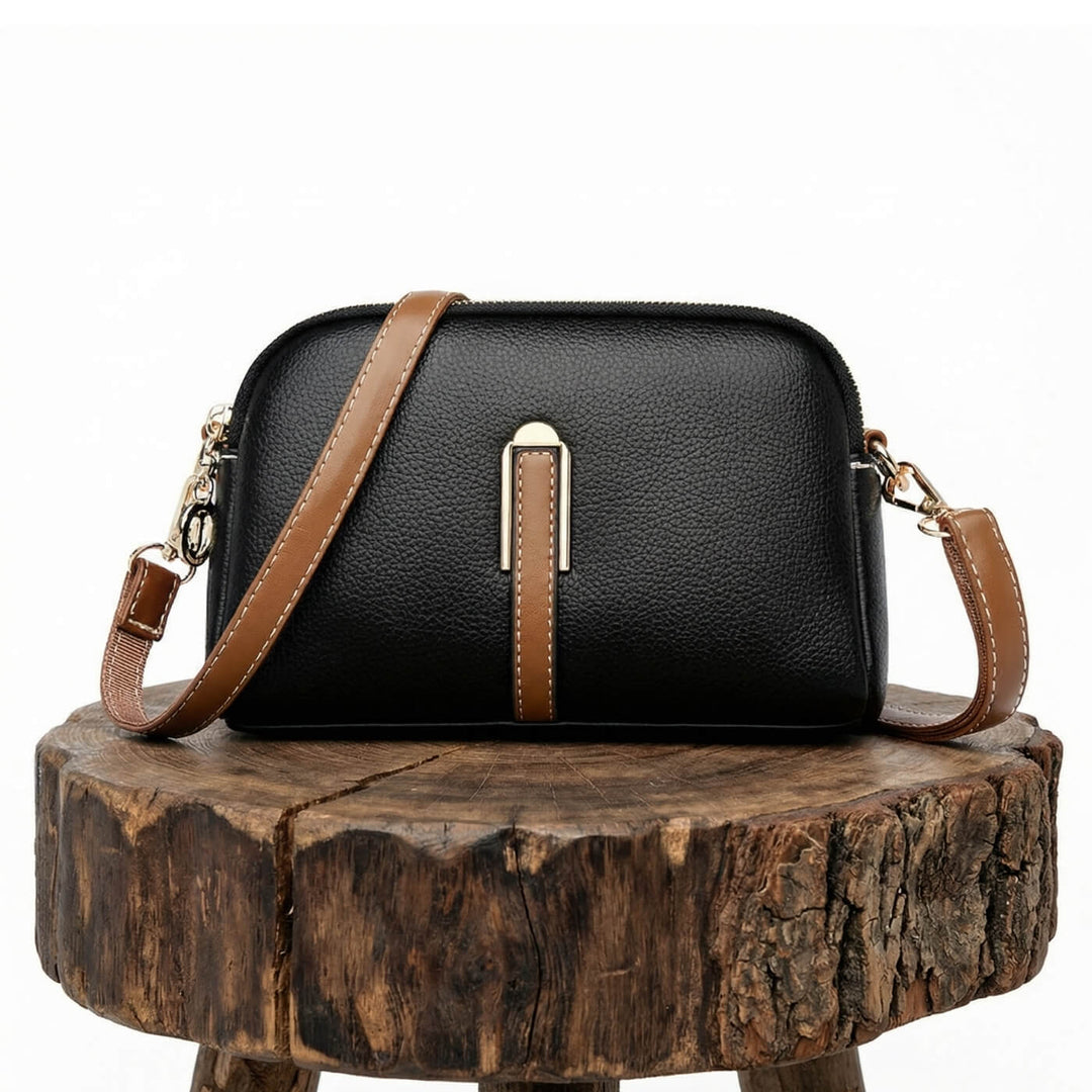 Double-Zip Leather Crossbody Bag