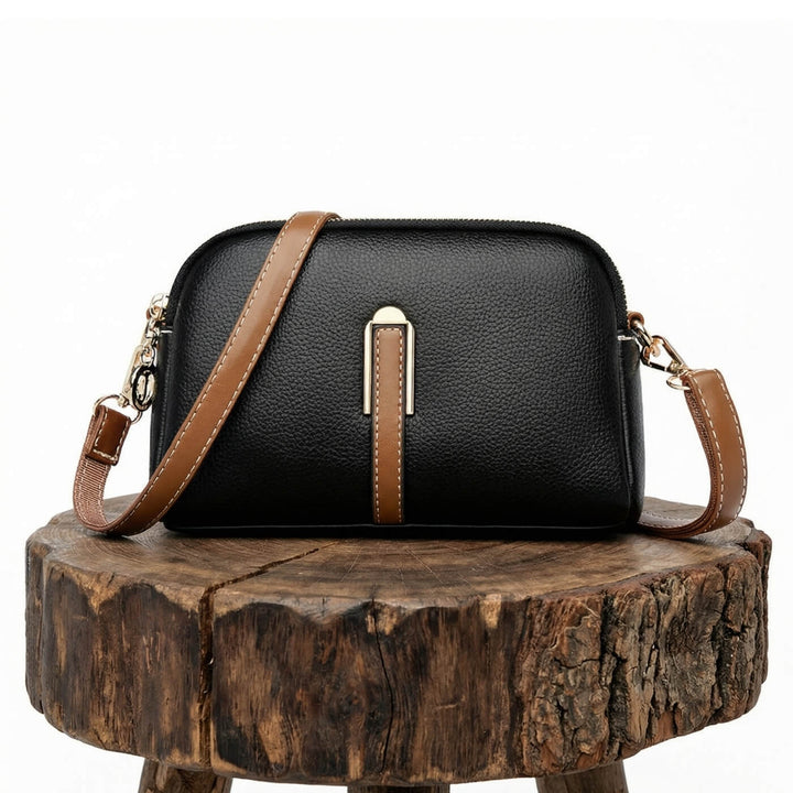 Double-Zip Leather Crossbody Bag