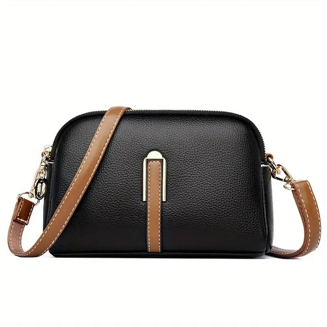Double-Zip Leather Crossbody Bag