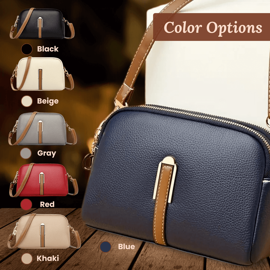Double-Zip Leather Crossbody Bag