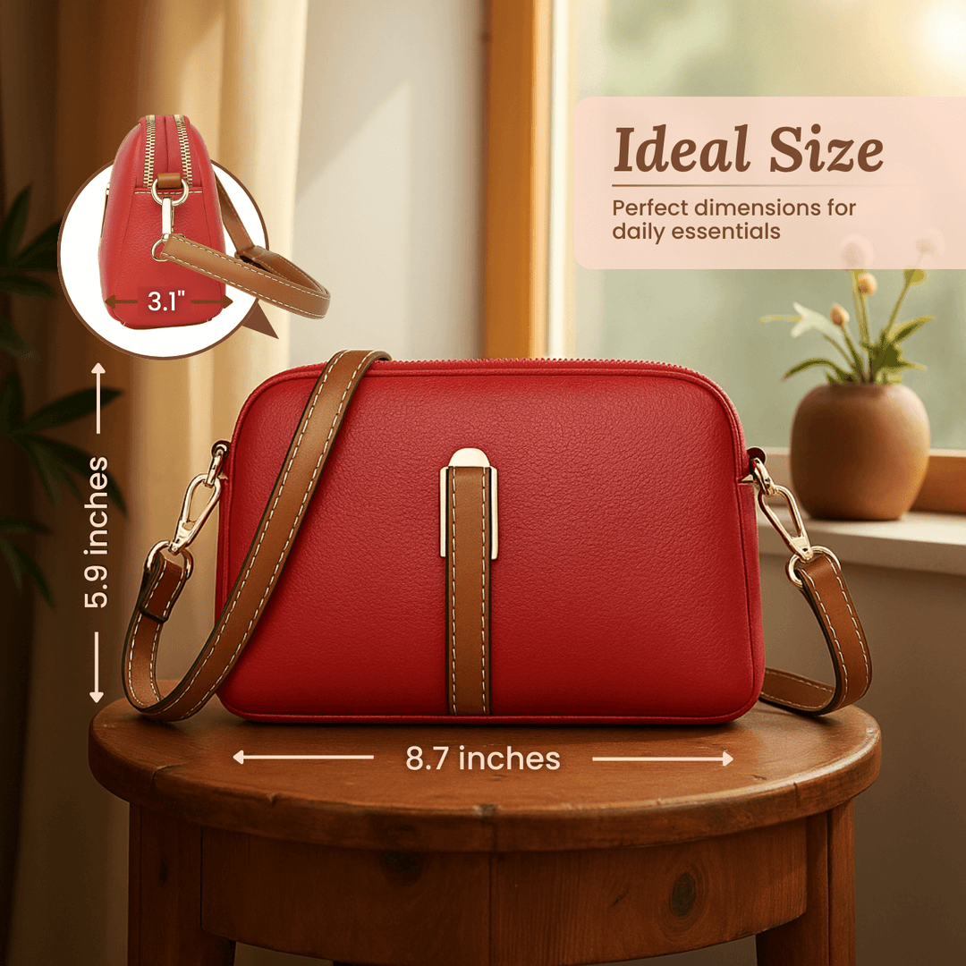 Double-Zip Leather Crossbody Bag