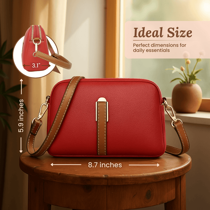 Double-Zip Leather Crossbody Bag