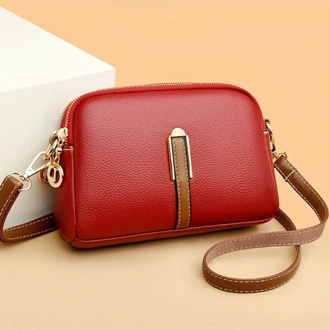 Double-Zip Leather Crossbody Bag