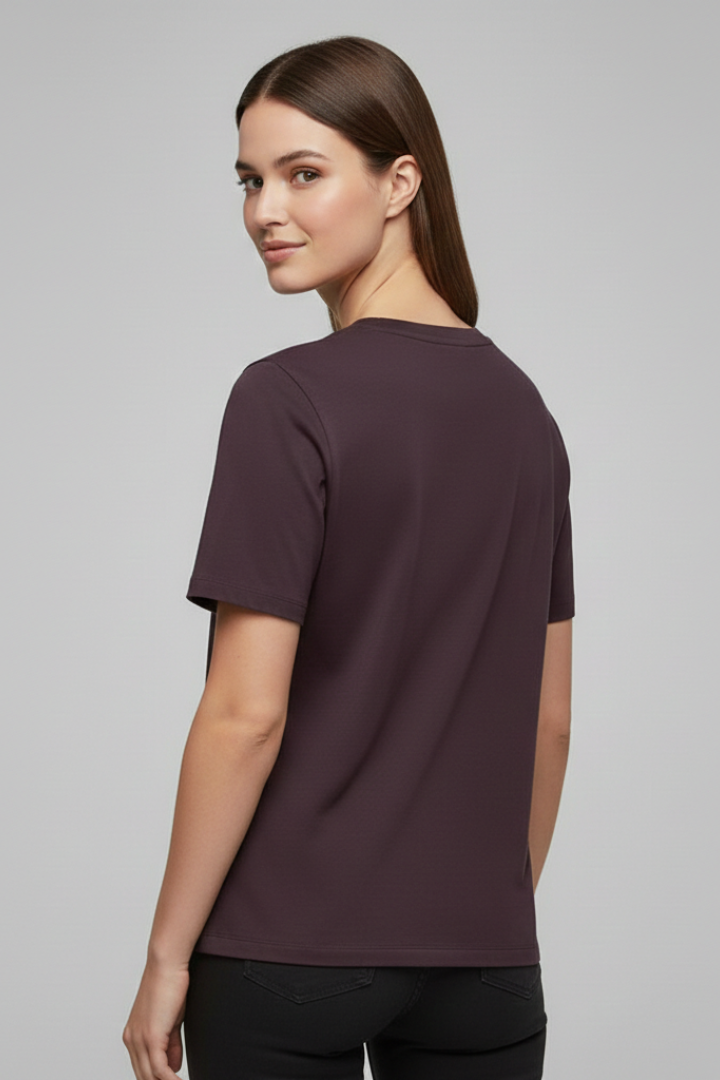 Women T-Shirt with Round Neckline and Short Sleeves