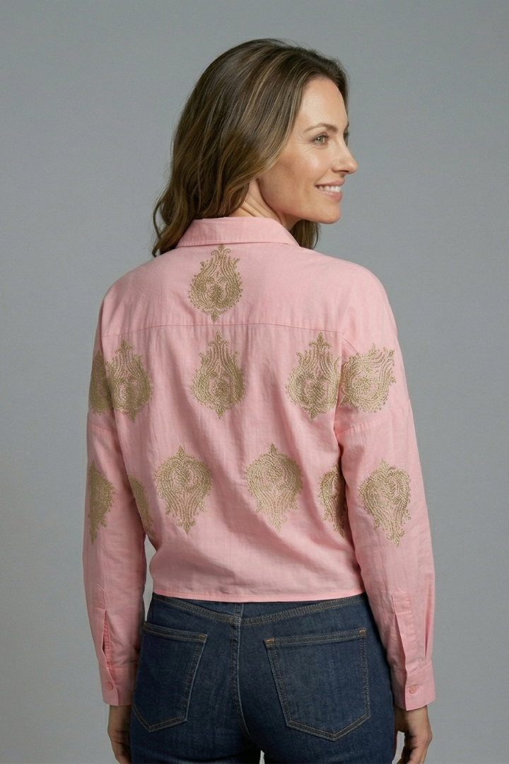 Women’s Blouse with Button Fastening and Long Sleeves