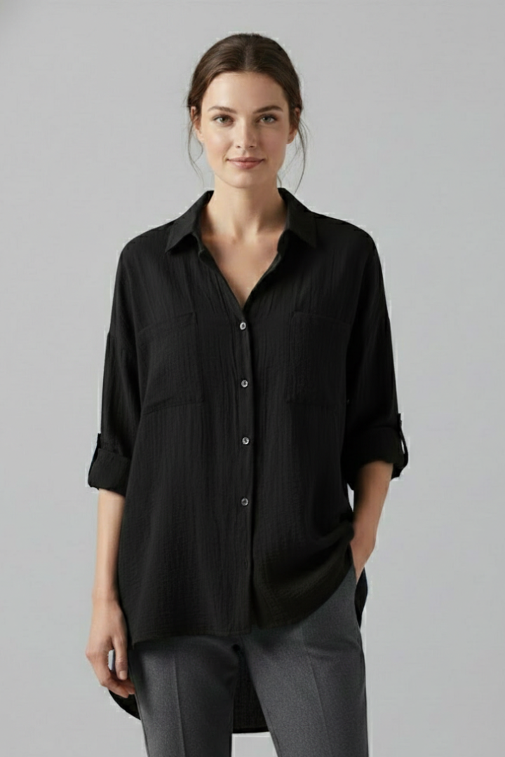 Women’s Blouse with Collar and Button Fastening