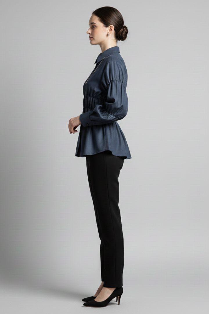 Women’s Blouse with Ruched Front and Relaxed Shape