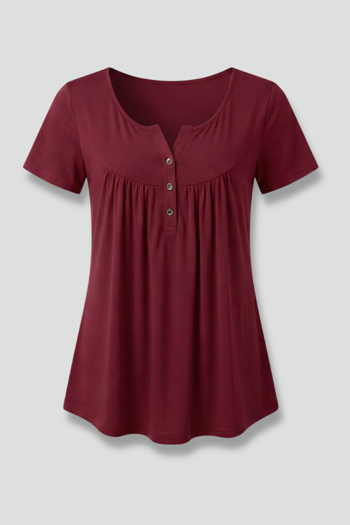 Women’s Blouse with V-Neck and Button Detail