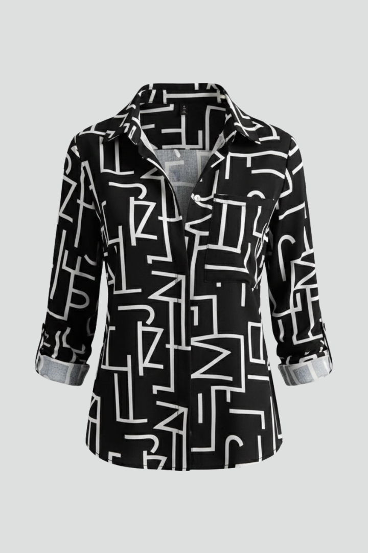 Women’s Blouse with V-Neck and Long Sleeves