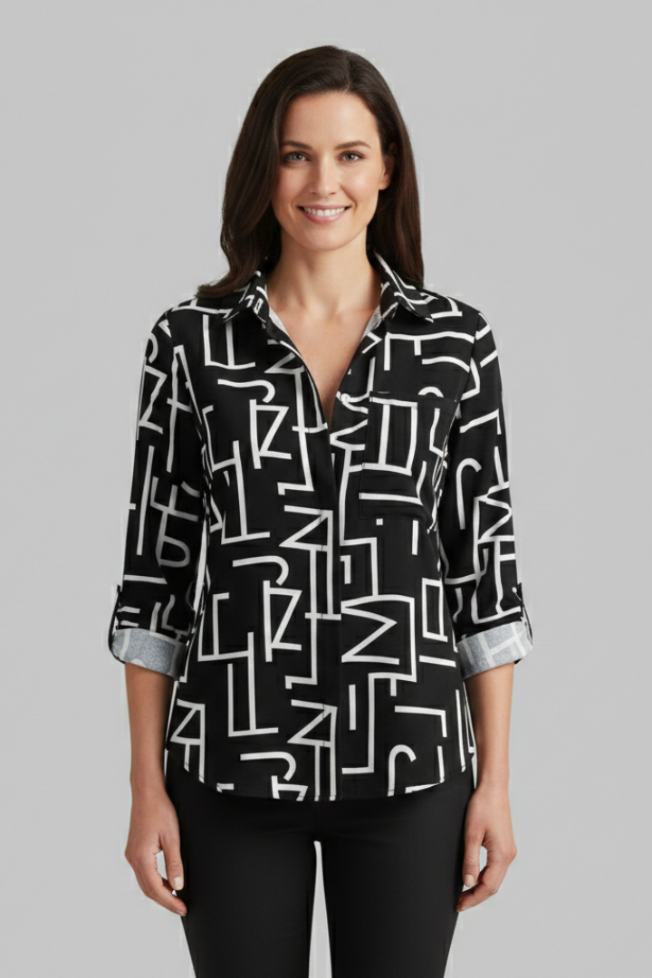Women’s Blouse with V-Neck and Long Sleeves