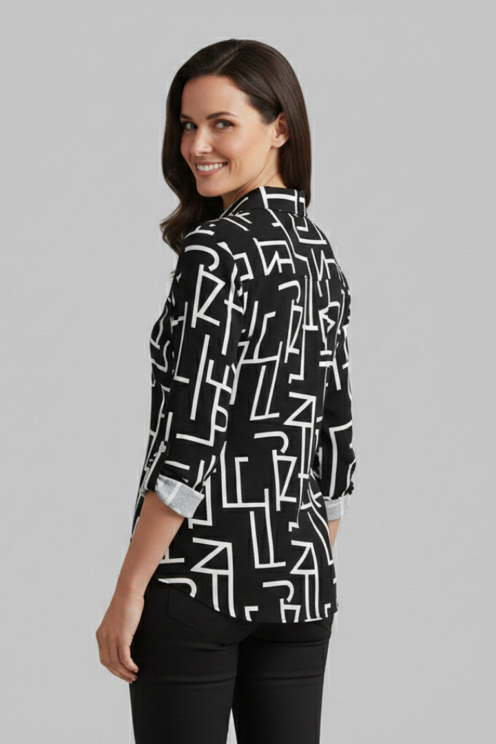 Women’s Blouse with V-Neck and Long Sleeves