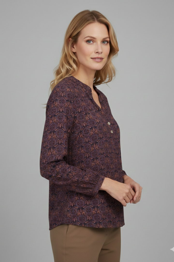 Women’s Blouse with V Neckline and Button Fastening