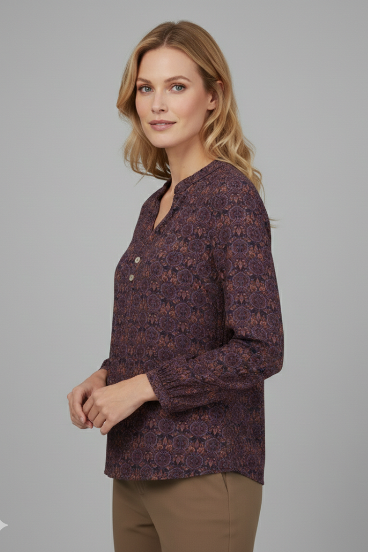 Women’s Blouse with V Neckline and Button Fastening