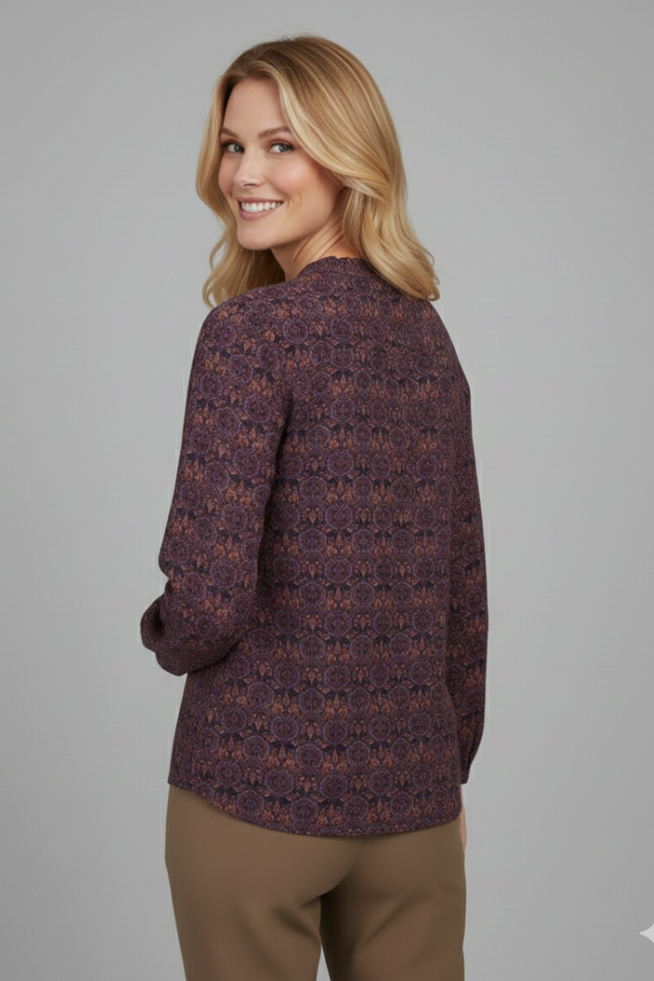 Women’s Blouse with V Neckline and Button Fastening