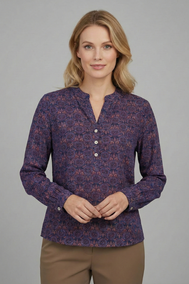 Women’s Blouse with V Neckline and Button Fastening