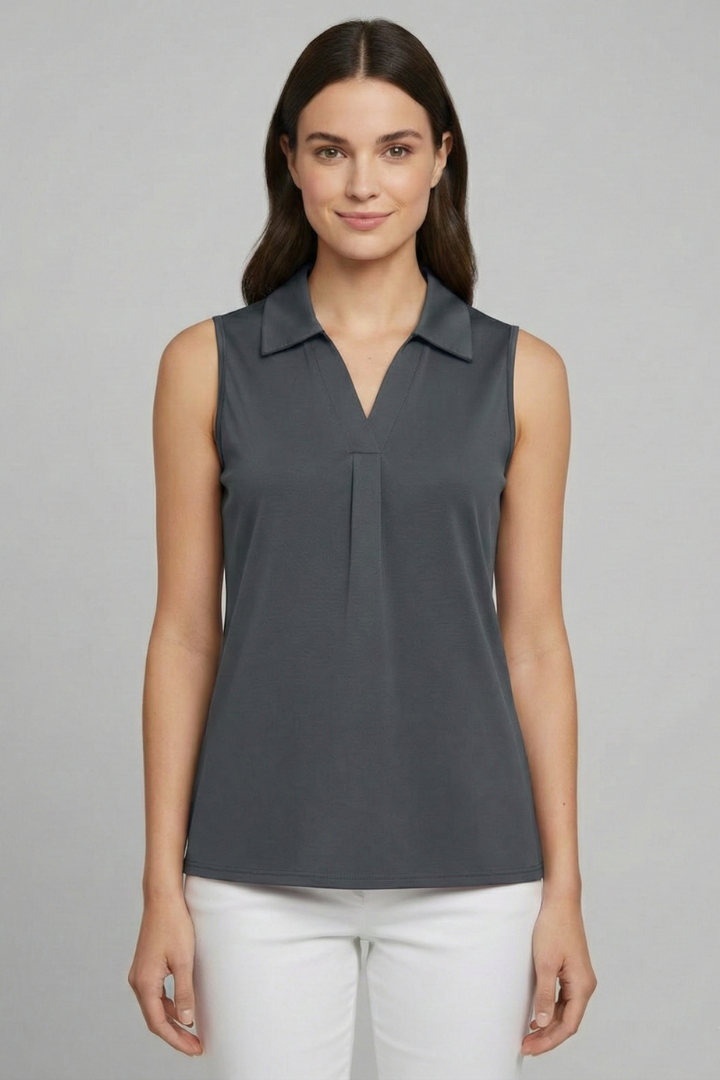 Women’s Blouse with V Neckline and Sleeveless Cut
