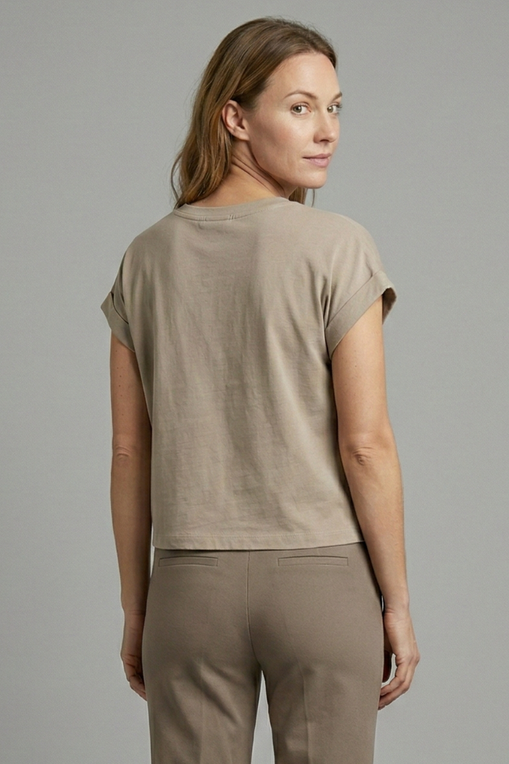 Women’s Crop Top with Round Neck and Cap Sleeves