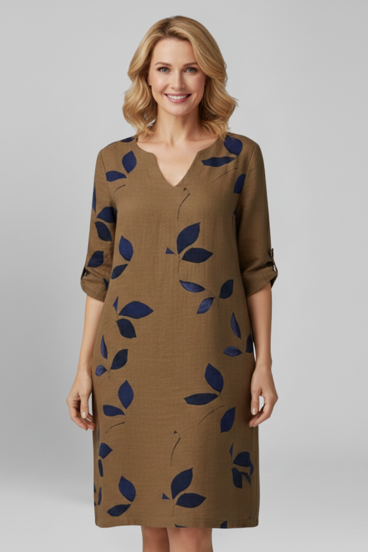 Women’s Dress with V Neck and Short Sleeves
