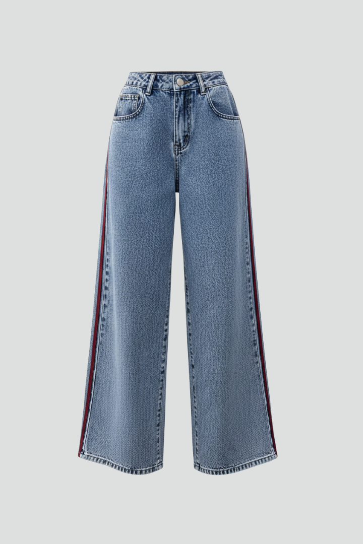 Women’s High-Waist Straight-Leg Trousers with Button Fly and Non-Stretch Surface