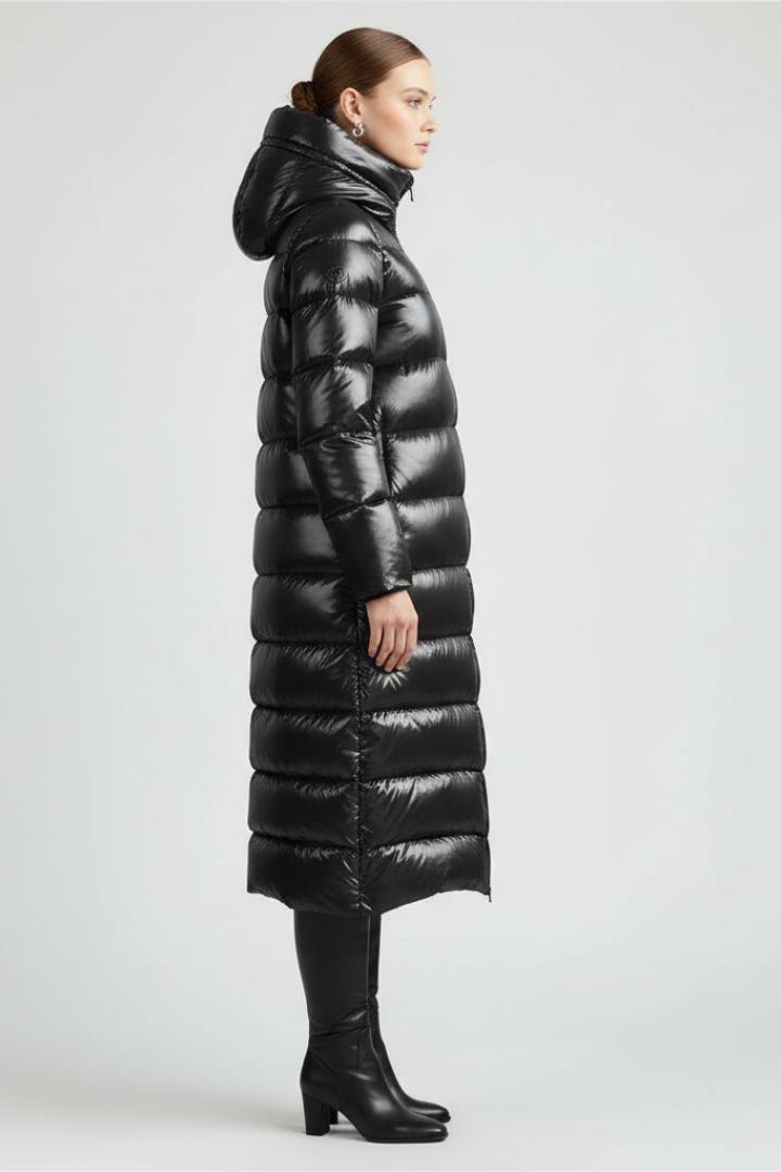 Women’s Hooded Jacket with Full Zip and Quilted Surface
