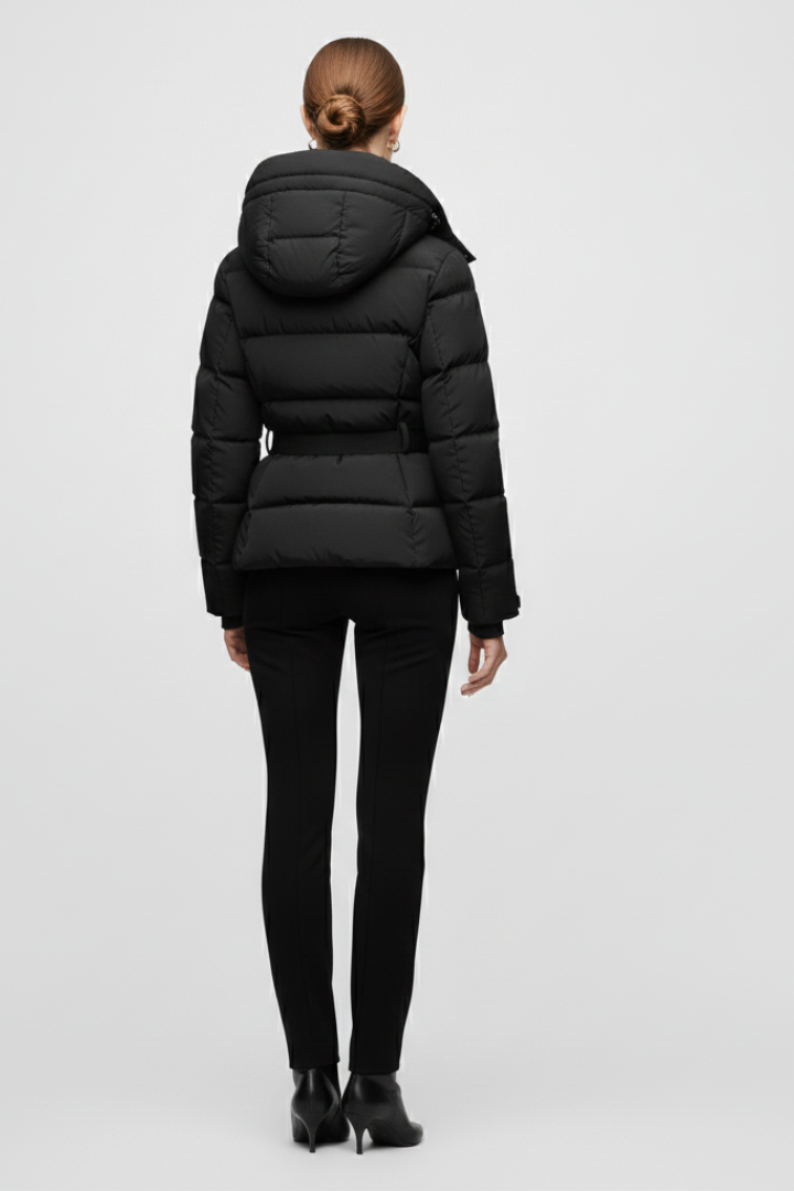 Women’s Jacket with High Collar and Waist Belt