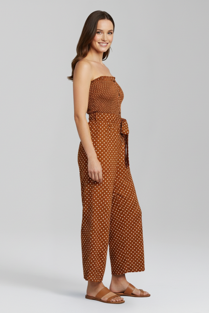 Women’s Jumpsuit with Bandeau Neckline and Button Front