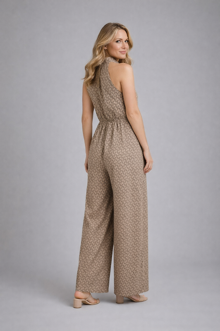 Women’s Jumpsuit with High Neckline and Wide Legs
