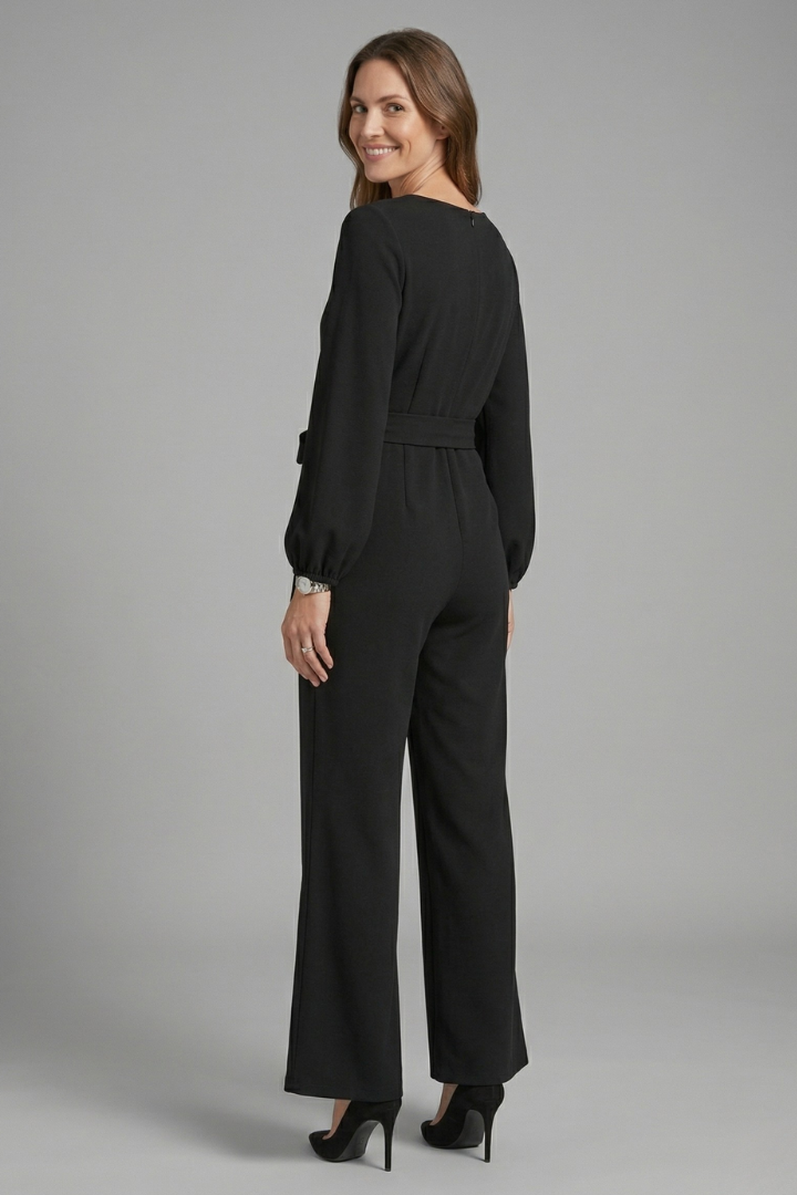 Women’s Jumpsuit with Long Sleeves and Tie Waist