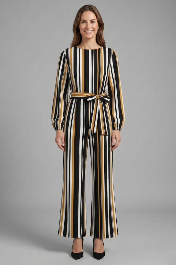 Women’s Jumpsuit with Long Sleeves and Tie Waist