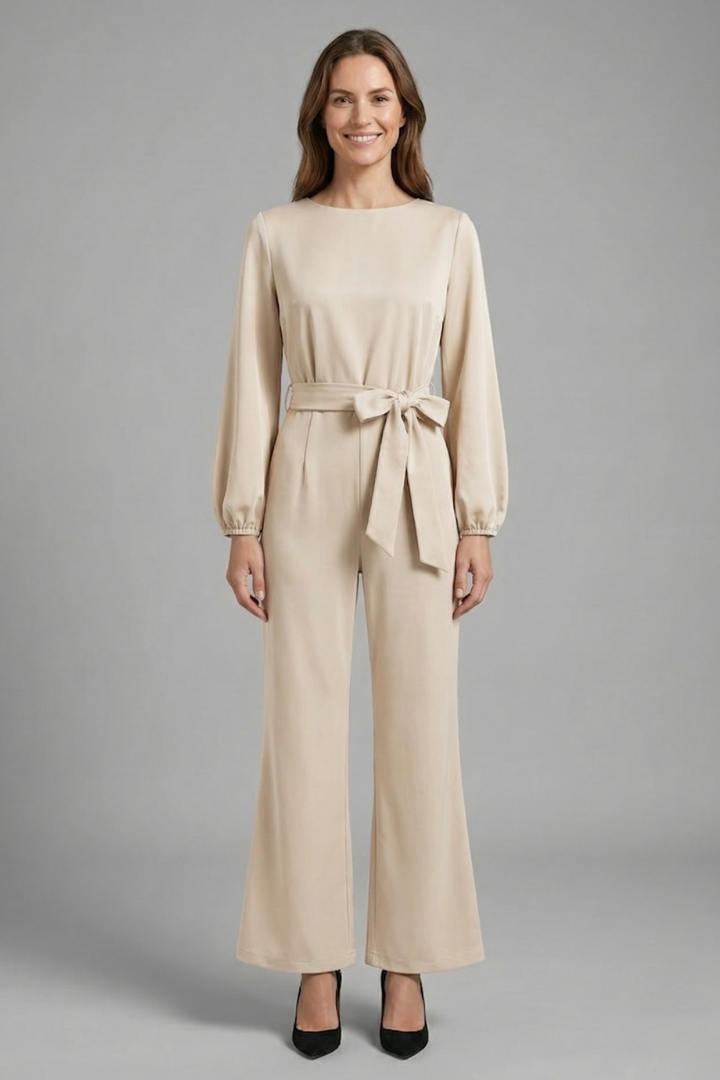 Women’s Jumpsuit with Long Sleeves and Tie Waist
