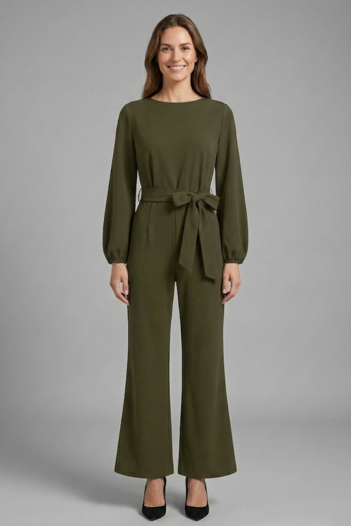 Women’s Jumpsuit with Long Sleeves and Tie Waist