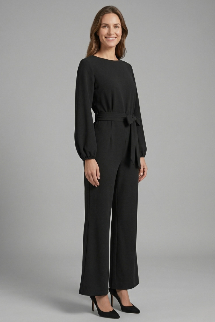 Women’s Jumpsuit with Long Sleeves and Tie Waist