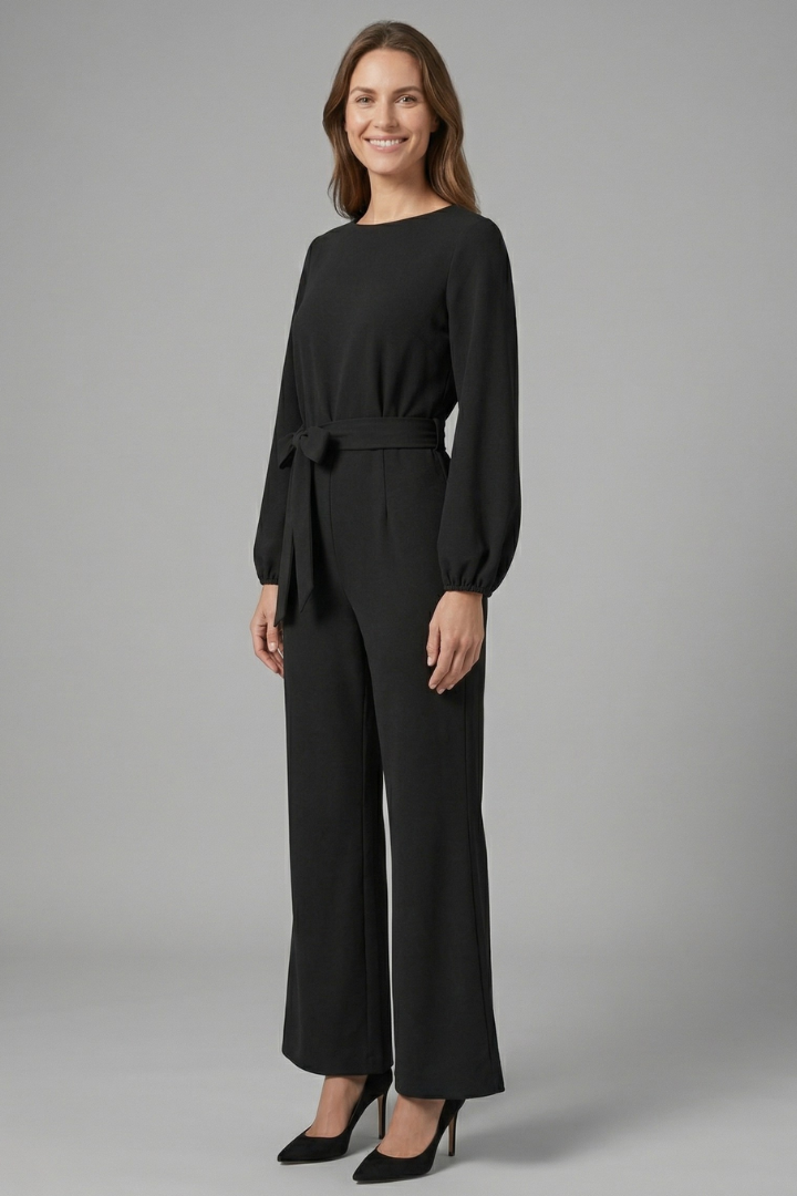 Women’s Jumpsuit with Long Sleeves and Tie Waist