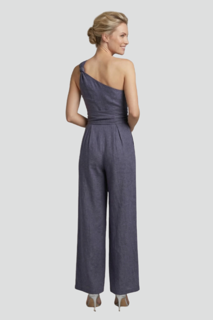 Women’s Jumpsuit with One-Shoulder Neckline and Wide Legs