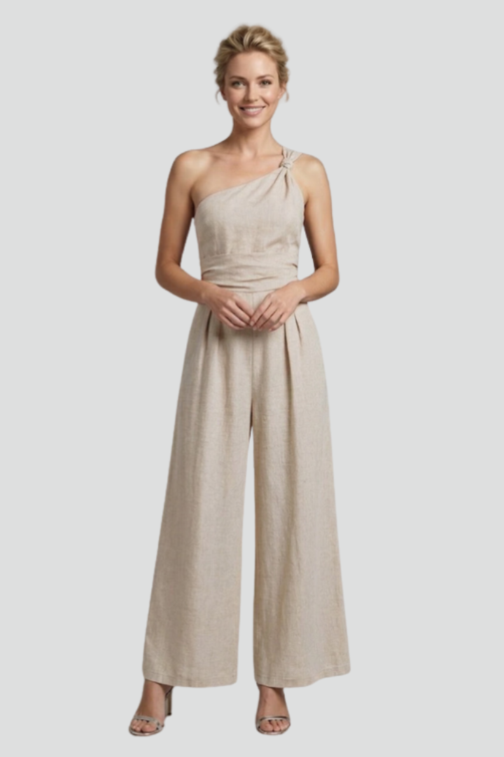 Women’s Jumpsuit with One-Shoulder Neckline and Wide Legs