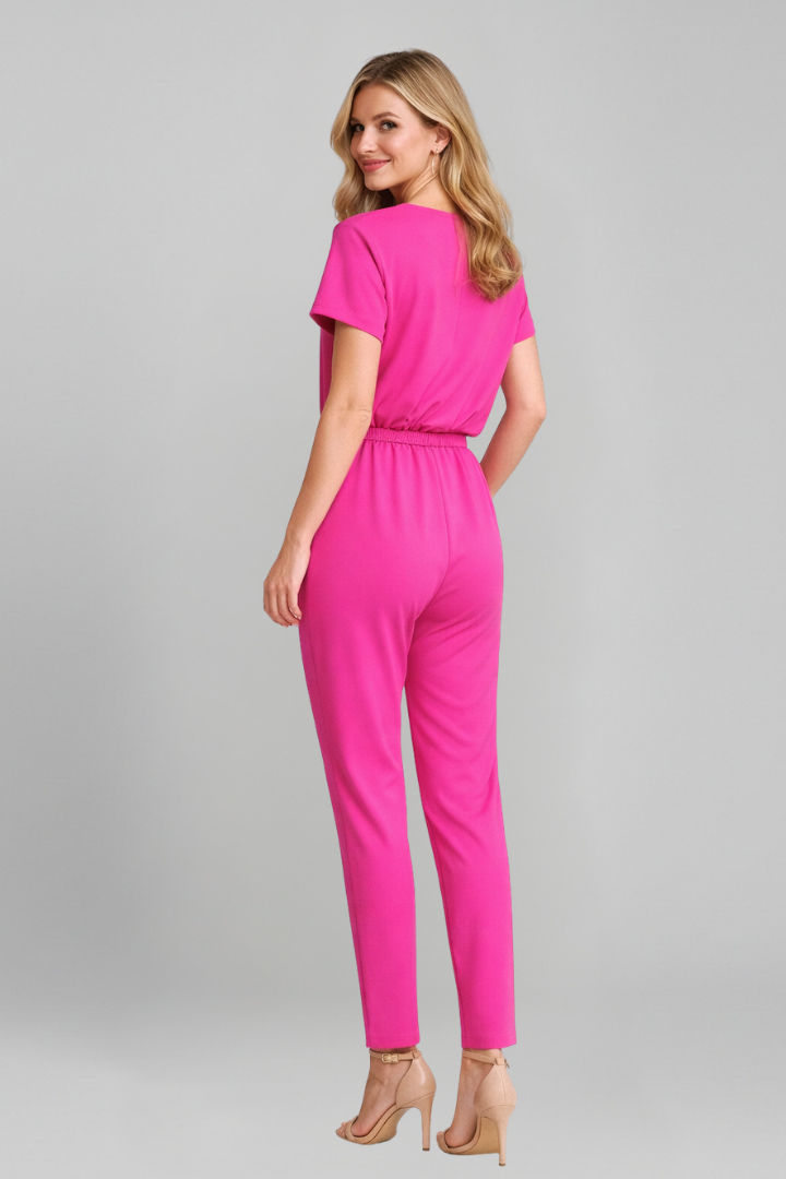 Women’s Jumpsuit with V Neckline and Waist Tie
