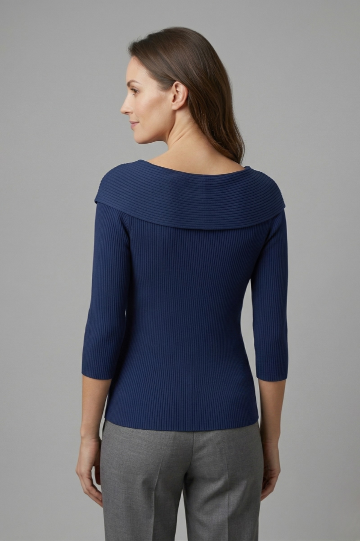 Women’s Knitted Top with Bow Detail and Long Sleeves